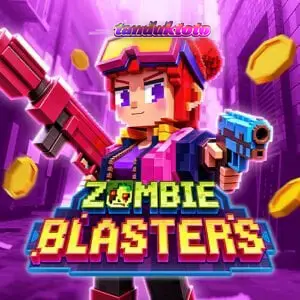 Tampilan visual slot Zombie Blasters dengan elemen retro arcade